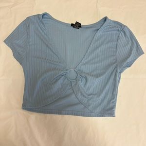 Blue key hole crop top